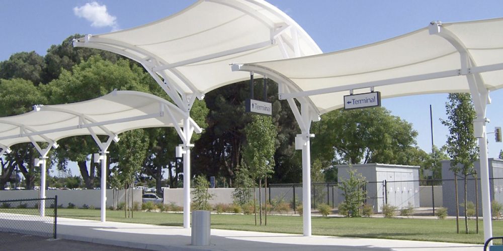 Application cases of Tensioned membrane structures in transportation facilities